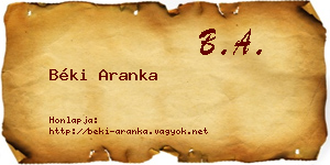 Béki Aranka névjegykártya