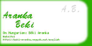 aranka beki business card